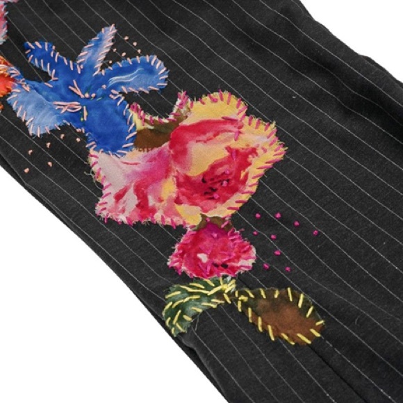 Dolce&Gabbana Vintage Pant Grey w/ Metallic Silver Pin Stripe Floral size 4 - Picture 5 of 5